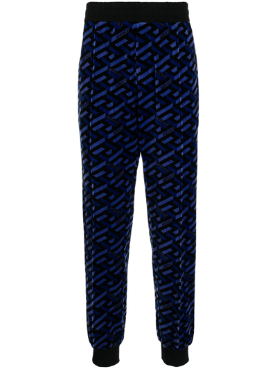 Shop Versace Blue Cotton Pants
