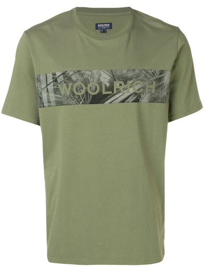 Shop Woolrich Green Cotton T-shirt