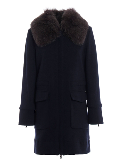 Shop Woolrich Women's Blue Wool Coat