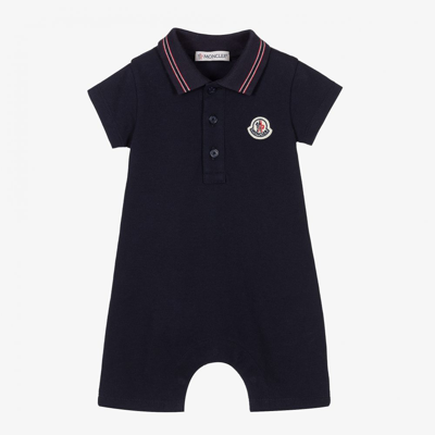 Shop Moncler Baby Boys Blue Logo Shortie