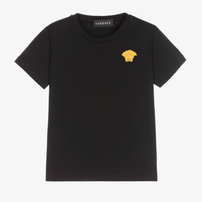 Shop Versace Black Cotton Medusa T-shirt