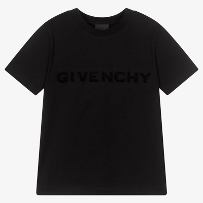Shop Givenchy Boys Black Cotton Logo T-shirt