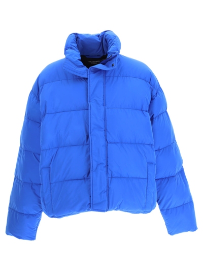 Shop Balenciaga Bb Puffer Jacket In Blue