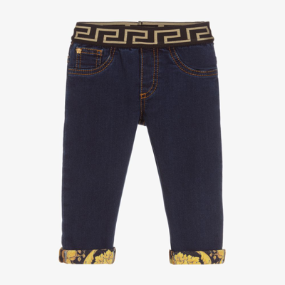 Shop Versace Boys Blue Barocco Jeans