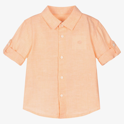 Shop Mayoral Boys Orange Linen Shirt
