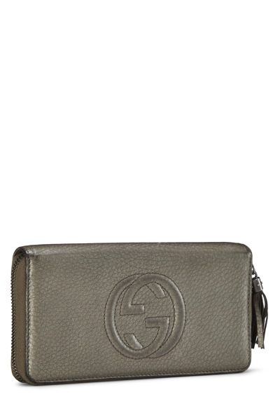Pre-owned Gucci Grey Leather Soho Zip Wallet