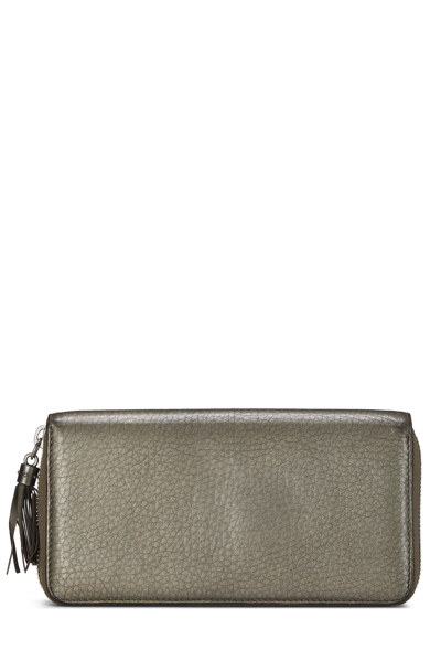 Pre-owned Gucci Grey Leather Soho Zip Wallet