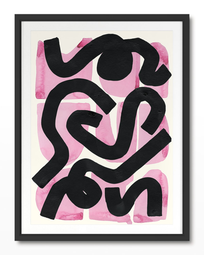 Shop Grand Image Home Pink And Black Squiggle' Framed Wall Art