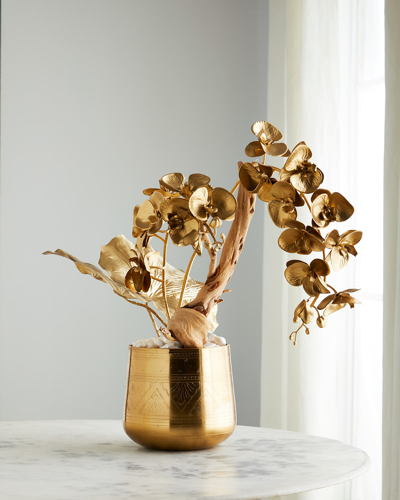 Shop John-richard Collection Golden Lotus 27" Faux Florals In Gold Glass Vase