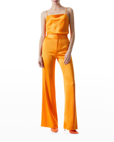 Shop Alice And Olivia Deanna High-waist Bootcut Slim Pants In Tangerine