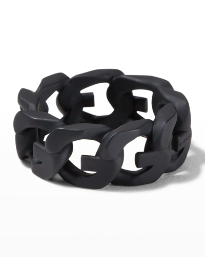 Shop Givenchy Men's G-chain Enamel Ring In Black