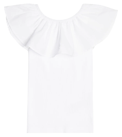 Shop Molo Reca Ruffled Cotton-blend Top In White