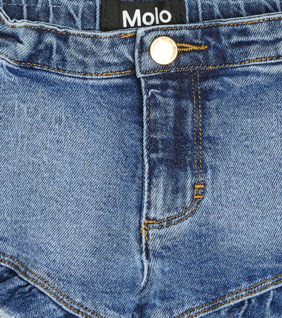 Shop Molo Agnetha Denim Shorts In Retro Blue Denim