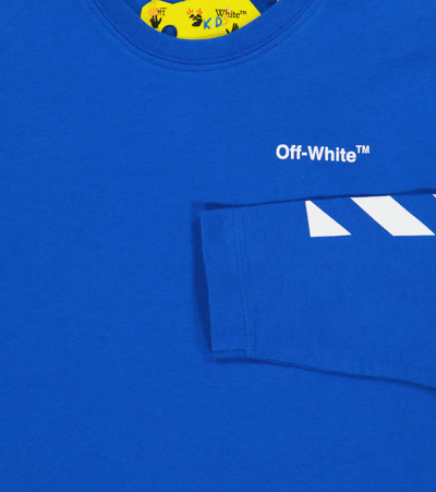 Shop Off-white Logo Cotton Shirt In Blue White