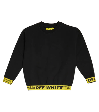 Shop Off-white Logo Tape Cotton Sweater In Black Yellow