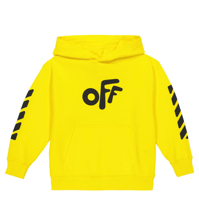 Shop Off-white Logo Cotton Hoodie In Yellow Black