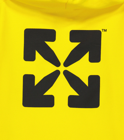 Shop Off-white Logo Cotton Hoodie In Yellow Black