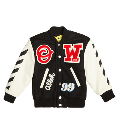 Shop Off-white Wool-blend Varsity Jacket In Black White