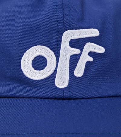 Shop Off-white Logo Cotton Baseball Cap In Blue White