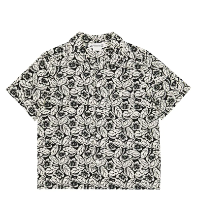 Shop Bonpoint Steve Floral Cotton Shirt In Fleurs Noir