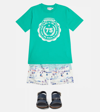 Shop Bonpoint Anapoli Printed Cotton T-shirt In Mint
