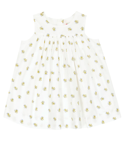 Shop Bonpoint Baby Clothi Floral Cotton Poplin Dress In Yellow Sun