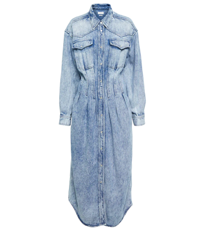 Shop Isabel Marant Étoile Tomia Denim Shirt Midi Dress In Light Blue