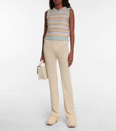 Shop Acne Studios Striped Intarsia Sweater Vest In Pale Blue/multi