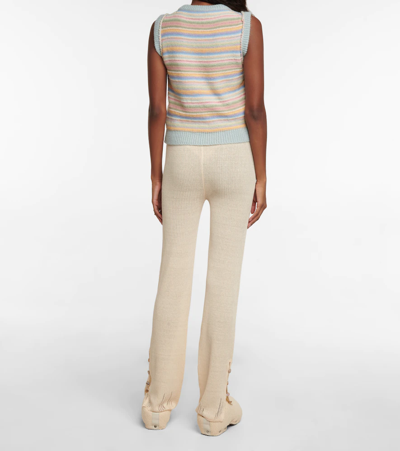 Shop Acne Studios Striped Intarsia Sweater Vest In Pale Blue/multi