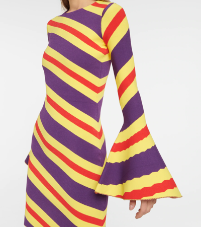 Shop Jw Anderson Striped Minidress In Yellow/purple