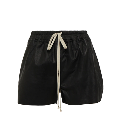 Shop Rick Owens Fog High-rise Leather Shorts In Black