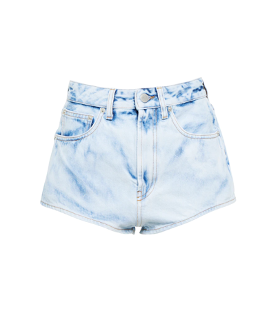 Shop Alessandra Rich High-rise Denim Shorts In Acid Blue