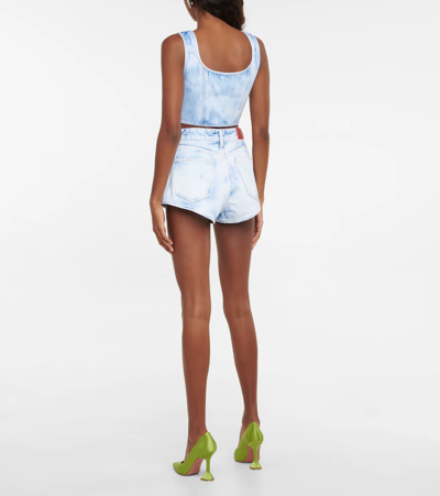 Shop Alessandra Rich High-rise Denim Shorts In Acid Blue