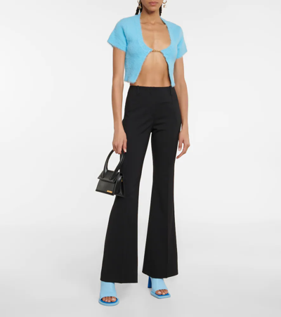 Shop Jacquemus La Maille Neve Cropped Cardigan In Light Blue