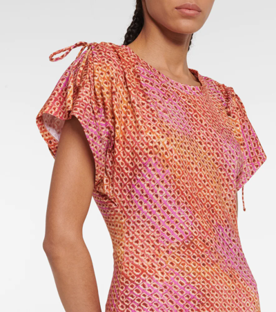 Shop Isabel Marant Zarko Cotton T-shirt Minidress In Tangerine