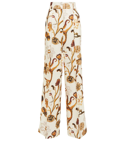 Shop Dorothee Schumacher Summer Ease Printed Linen Pants In Brown Flowers