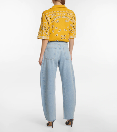 Agolde 'luna' Light Blue Jeans With Logo Patch On The Rear And Fringed Hem In Void