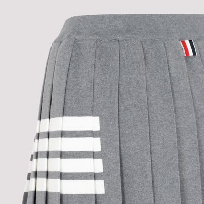 Shop Thom Browne Midi Dropped Pleated Skirt In Grey