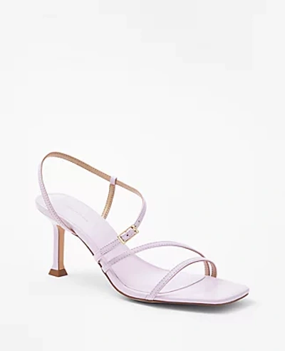 Shop Ann Taylor Leather Strappy Heeled Sandals In Orchid Bloom