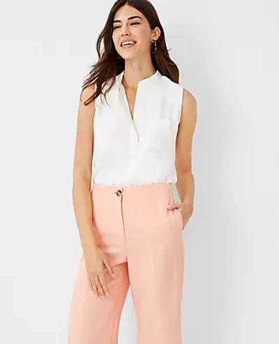 Ann Taylor Sleeveless Camp Shirt In Winter White