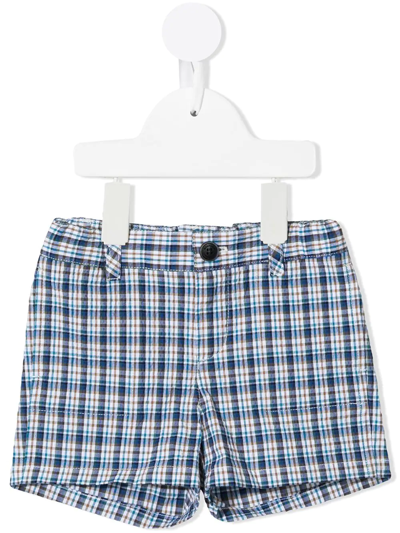 Shop Bonpoint Plaid Check Stretch-cotton Shorts In Multicolour