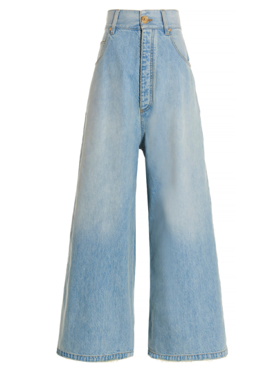 Shop Balmain Flared Washed Jeans In Blue