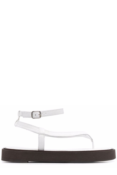 Shop By Far Cece Side Buckled Sandals In White