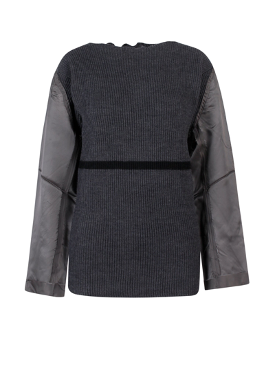 Shop Maison Margiela Distressed Drop Shoulder Knitted Top In Grey