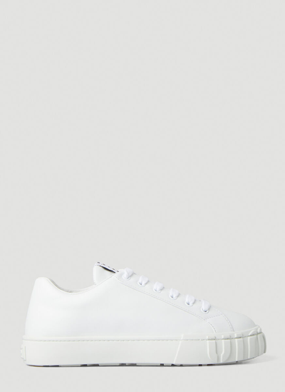 Shop Miu Miu Logo Platform Lace In White