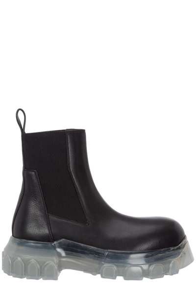 Shop Rick Owens Bozo Round Toe Tractor Boots In Black