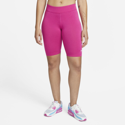 Shop Nike Women's  Sportswear Essential Mid-rise 10" Biker Shorts In Pink