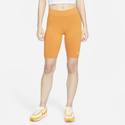 Shop Nike Sportswear Essential Women's Bike Shorts In Light Curry,white