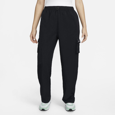 Shop Nike Women's  Sportswear Essential High-rise Woven Cargo Pants In Black