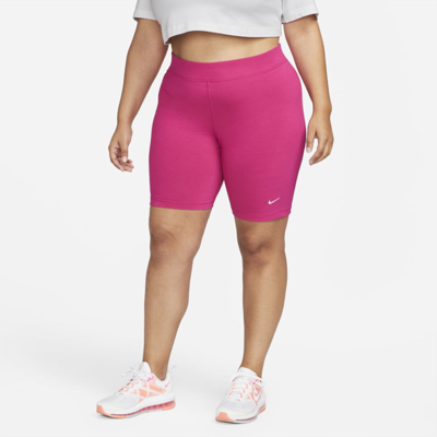 Shop Nike Sportswear Essential Women's Mid-rise Bike Shorts In Active Pink,white